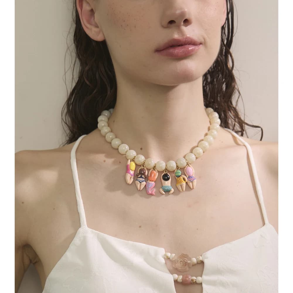 Yhpup élégant Unique bijoux faits à la main verre Imitation pierre perles chaîne résine Bikini poupé