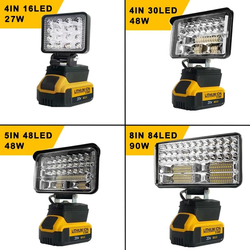 Projecteurs LED portables sans fil de 3/4/5/8 pouces, pour travaux en extérieur, pêche, outil d'urge