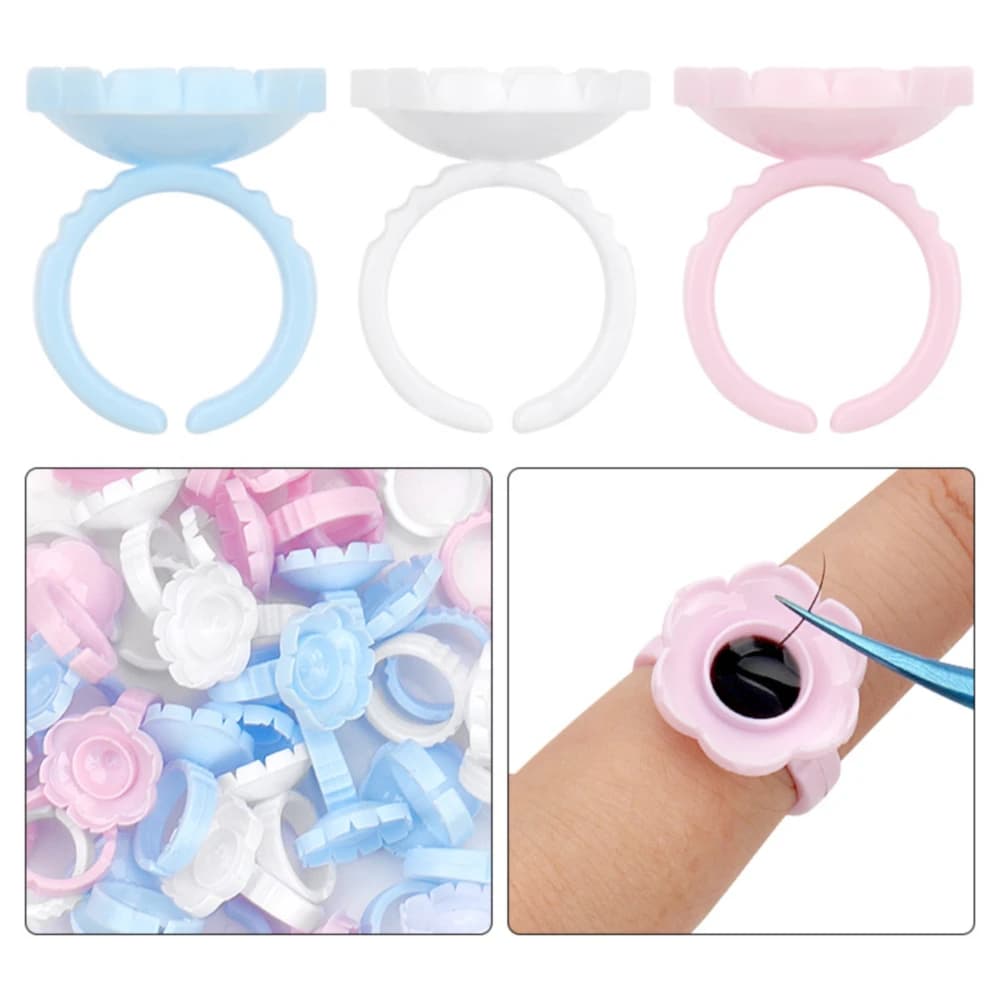 AILEISHI 100 pièces jetable cils colle ventilateur tasse anneaux support conteneur tatouage Pigment 