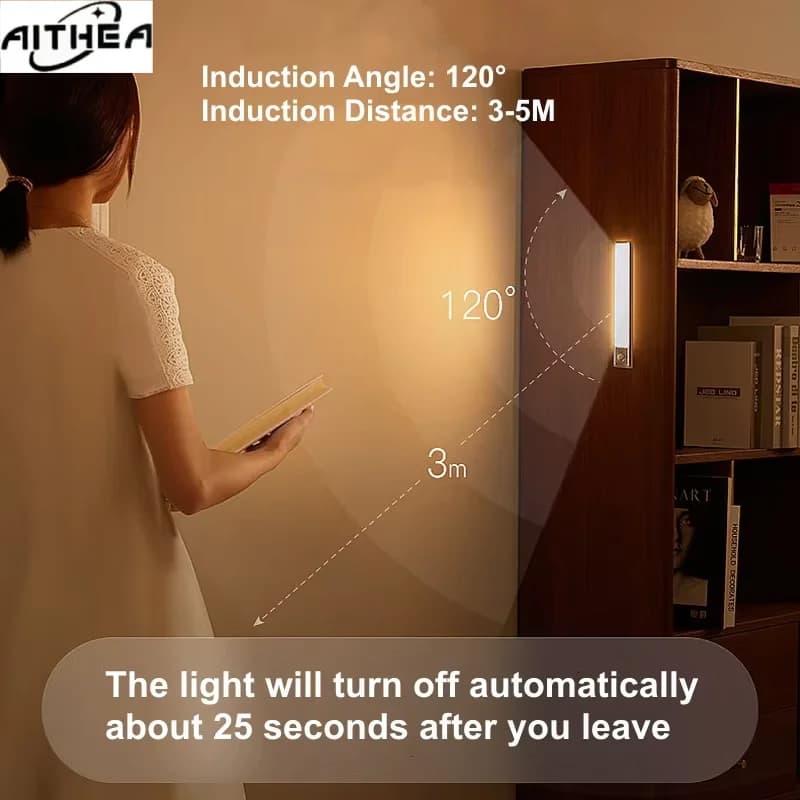 Lampes LED à détecteur de mouvement PIR rechargeables par USB AITHEA, barres lumineuses à intensité 