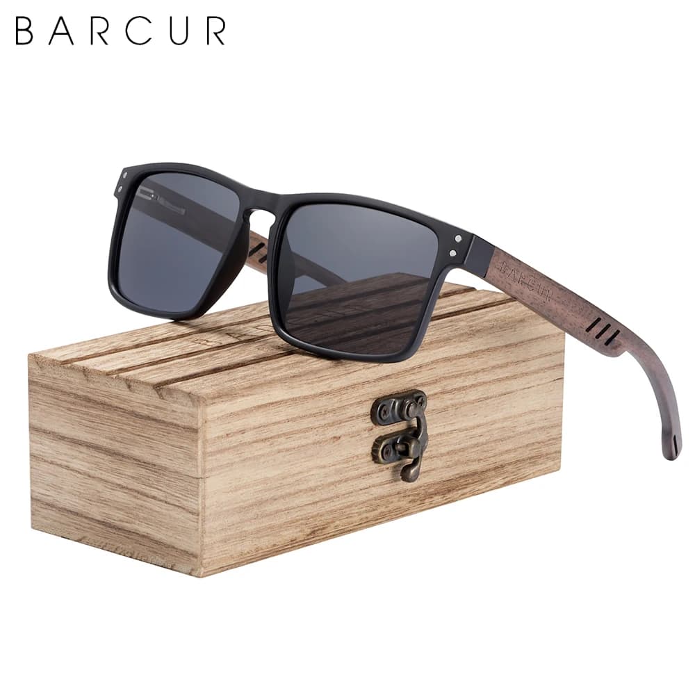 BARCUR hommes lunettes de soleil pour hommes marque concepteur naturel noyer bois lunettes de soleil