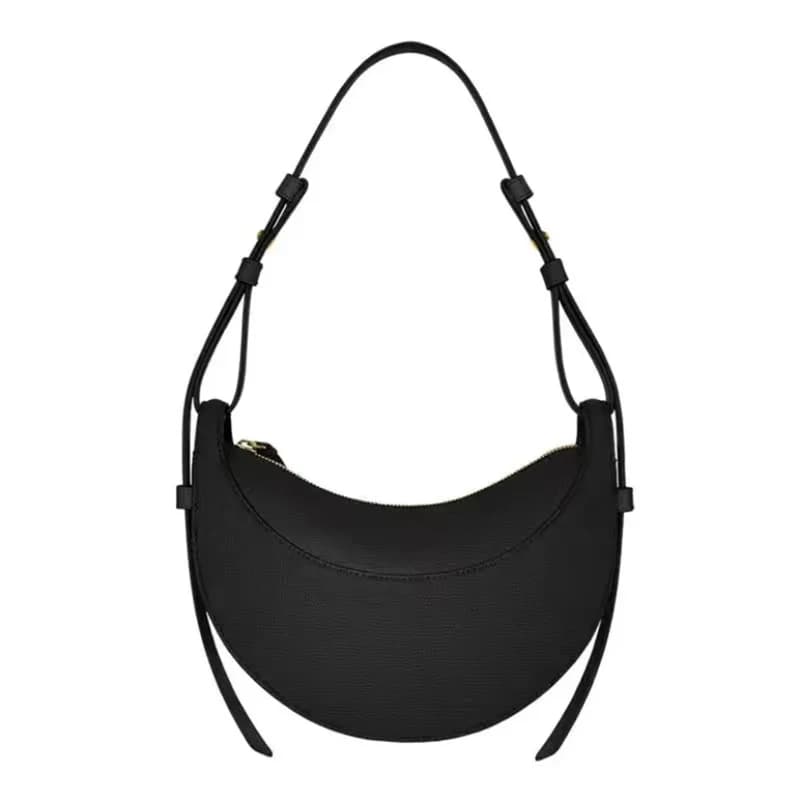 Sac à bandoulière pour femme en cuir véritable, style croissant, design original avec fermeture écla