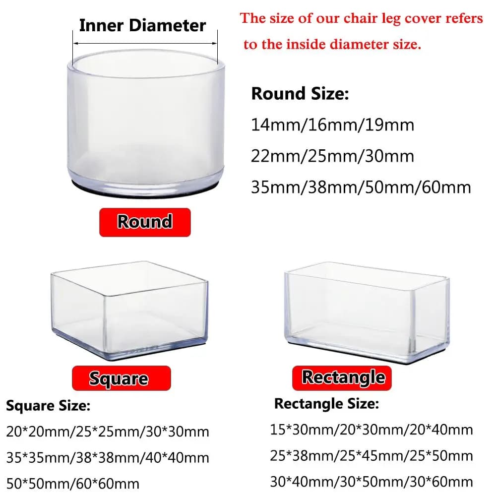 Coussinets transparents en silicone pour pieds de table et chaise, capuchons en PVC, couvre-pieds as