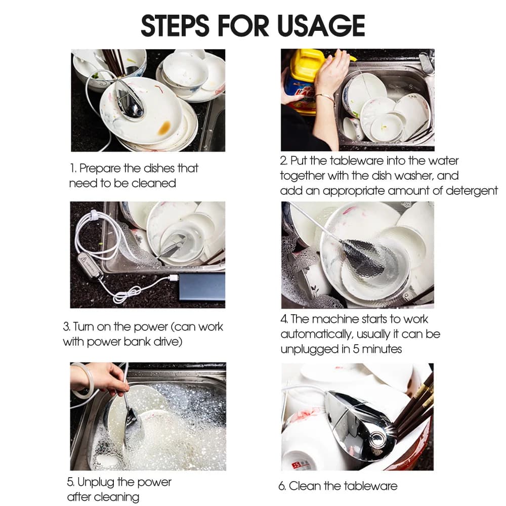 Mini lave-vaisselle à ultrasons Portable multifonctionnel fruits légumes lave-vaisselle ménage plat 