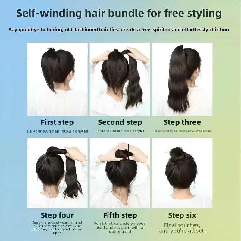 Extensions de cheveux synthétiques auto-enroulantes de 50 cm avec boucle élastique pour chignon DIY,