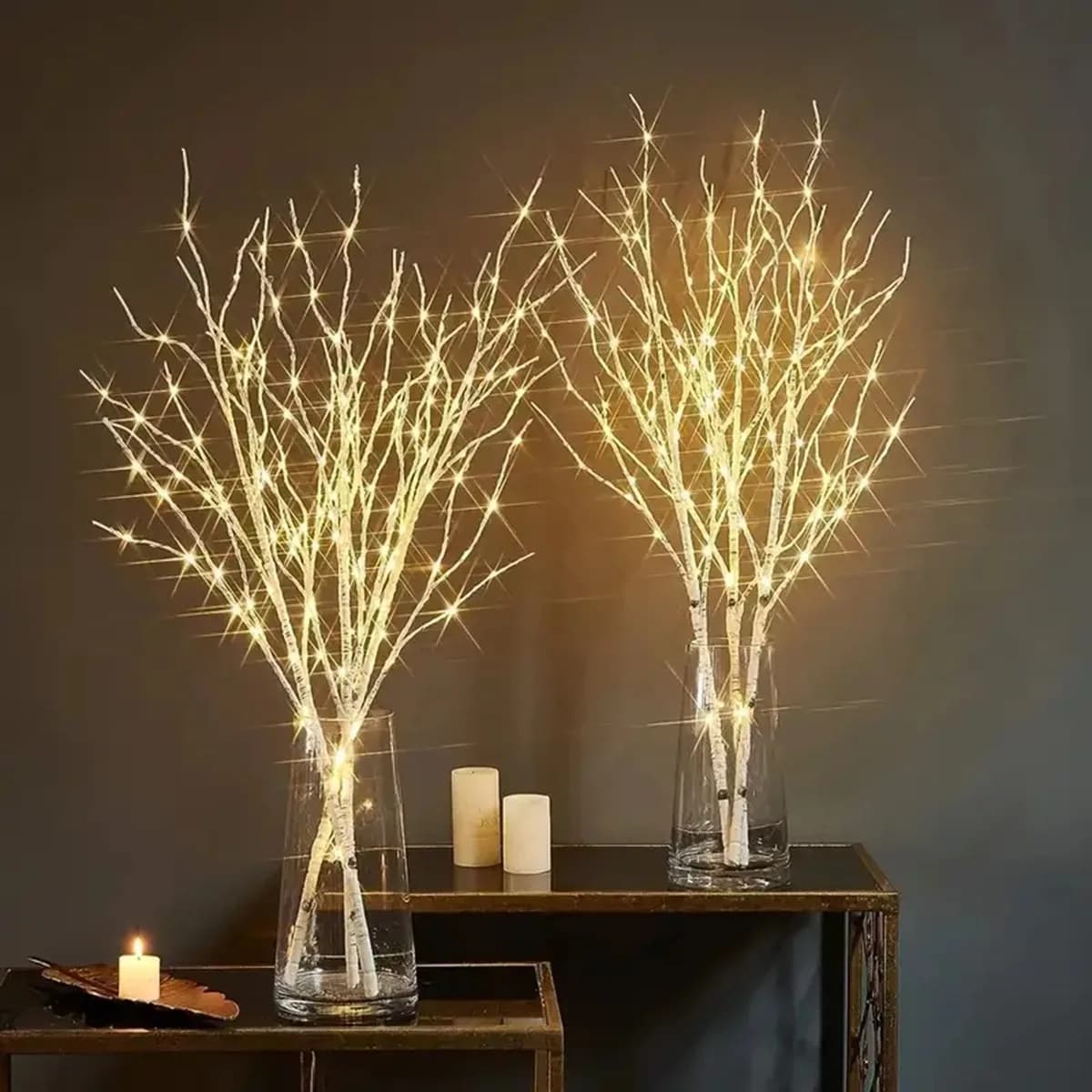 Lumière LED de branche de bouleau blanc, lumières de fête à piles, décoration de mariage, lumières e