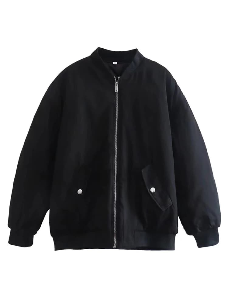 YENKYE – veste bombardier Vintage à manches longues pour femmes, Streetwear, ample, vert, avec ferme