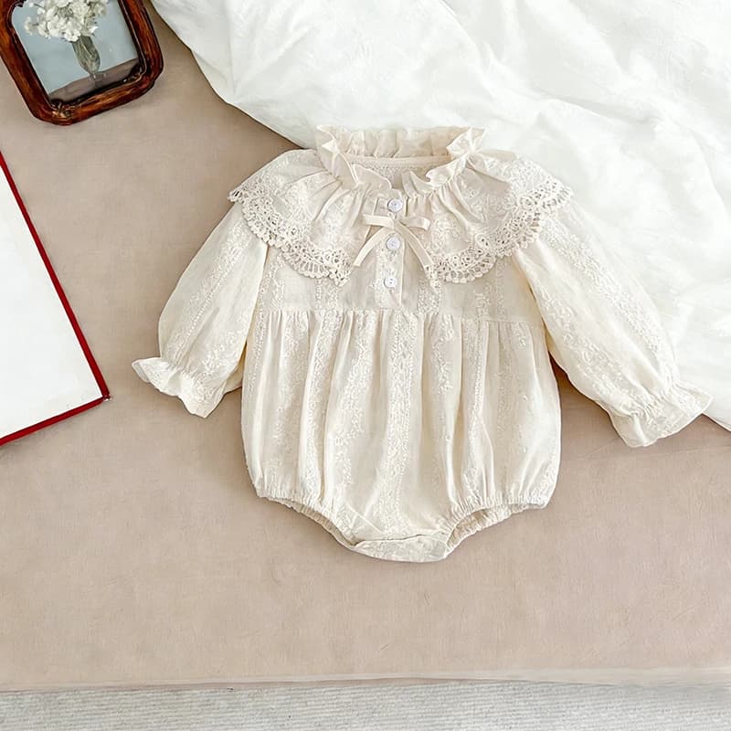 Body pour nouveau-né de 0 à 2 ans, vêtements à la mode, barboteuse en dentelle, col Peter Pan, nœud 