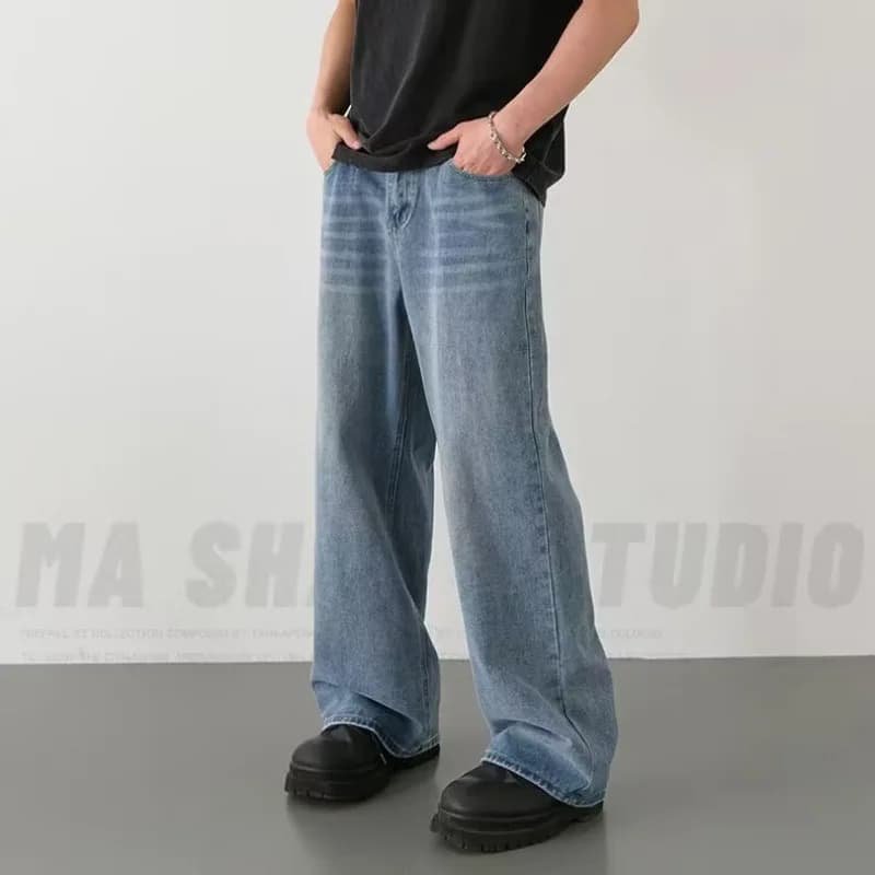 Printemps automne hommes nouveau Denim pantalon vieux bleu lavé Jeans décontractés vêtement pour hom