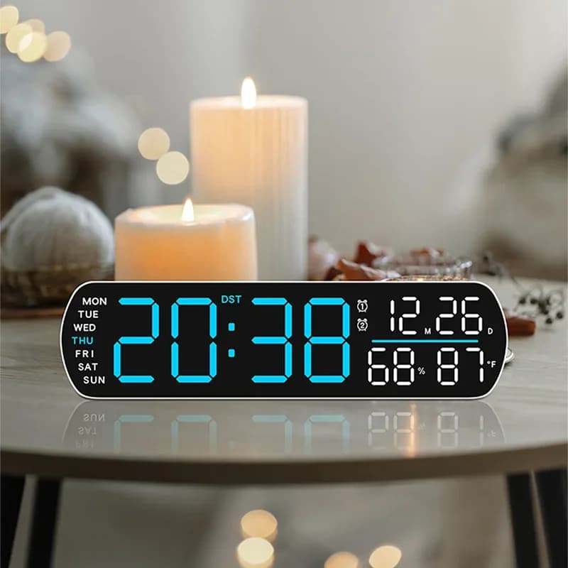 Réveil numérique LED 10 pouces température et humidité/double alarme/Date/semaine/DST horloge de Tab