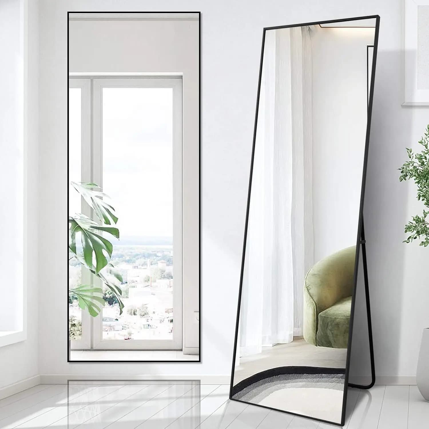 Miroir pleine longueur 64 "x 21", suspendu ou appuyé sur le mur, miroirs de sol, dressing mural