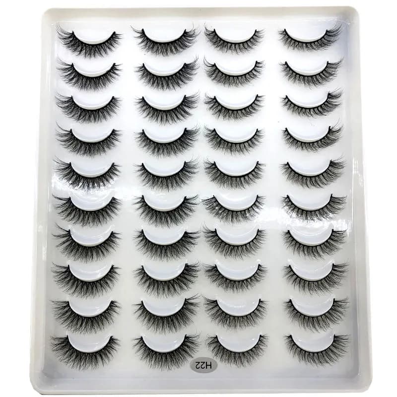 Faux-cils 3D en faux vison, 20 paires, naturels, dramatiques, moelleux, doux, contaminants, volume c
