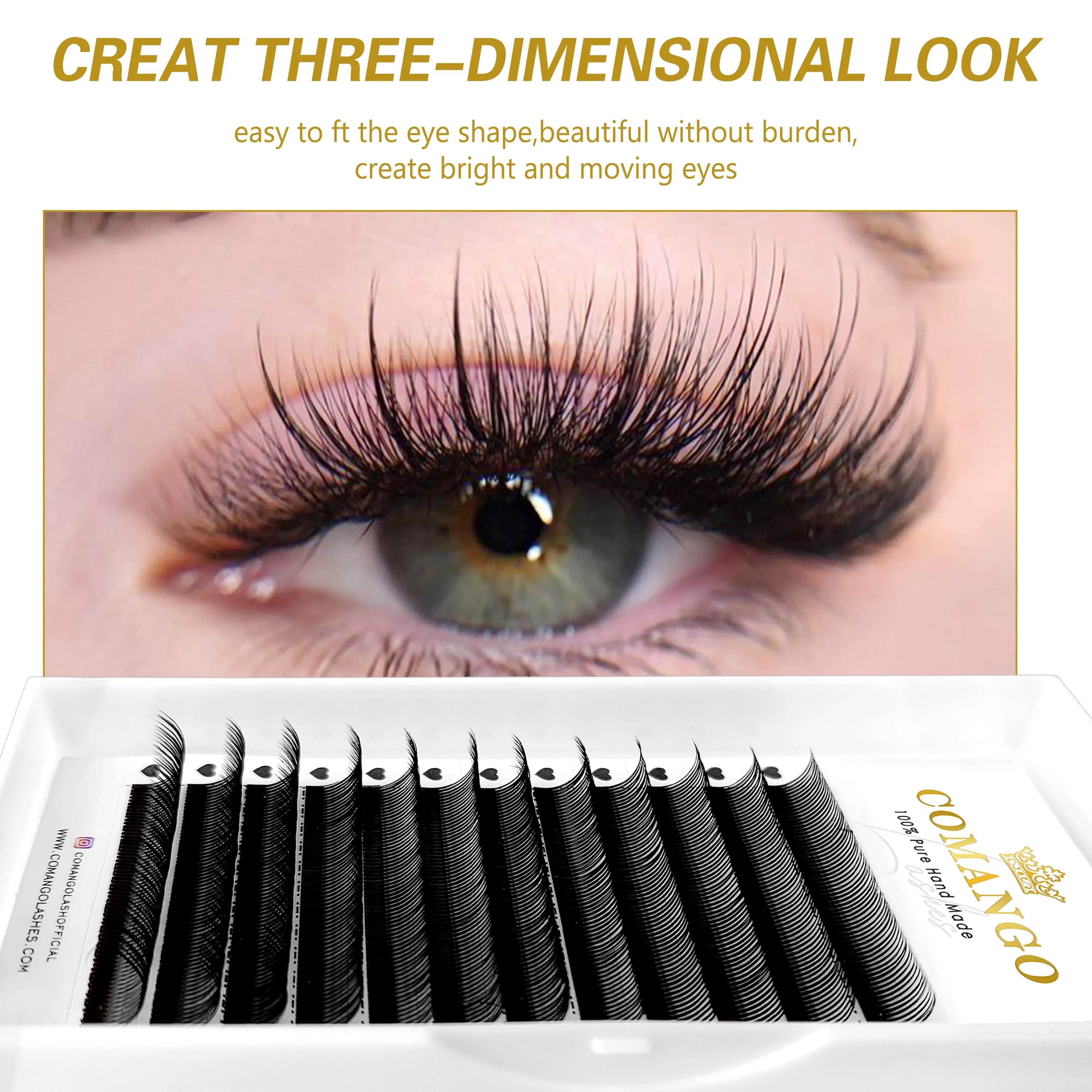 CoMango 5D Flora cils 0.07mm facile ventilateur Extensions de cils en gros Volume préfabriqué 12 ran