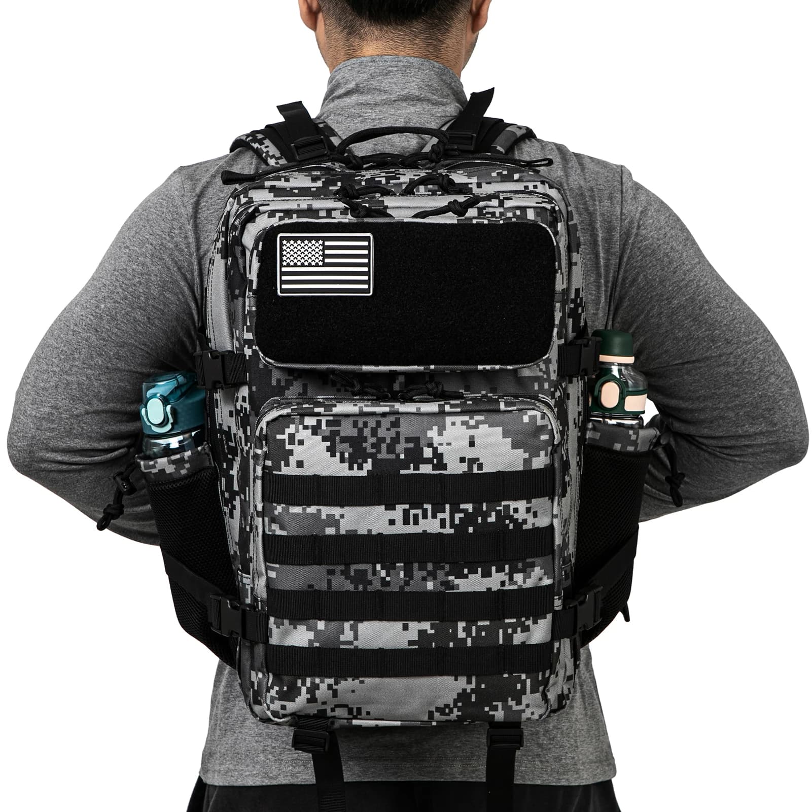 Sac à dos Dull avec porte-bouteille pour hommes et femmes, sac d'assaut, sac à dos RapDuty, école de