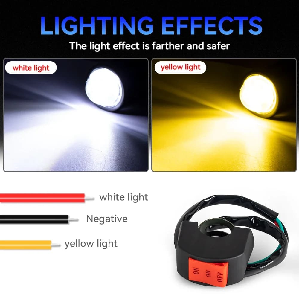 Phare Led pour Moto, 2 pièces, 12V, haute luminosité, lampe pour Moto, projecteurs auxiliaires