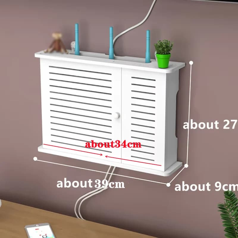 Étagère de rangement pour routeur Wifi sans fil, boîte de rangement murale suspendue en bois et plas