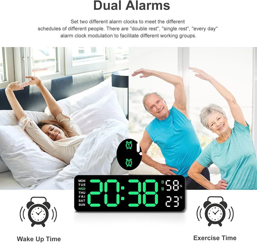 Horloge murale électronique intelligente USB silencieuse à LED, horloge de bureau moderne, alarme no