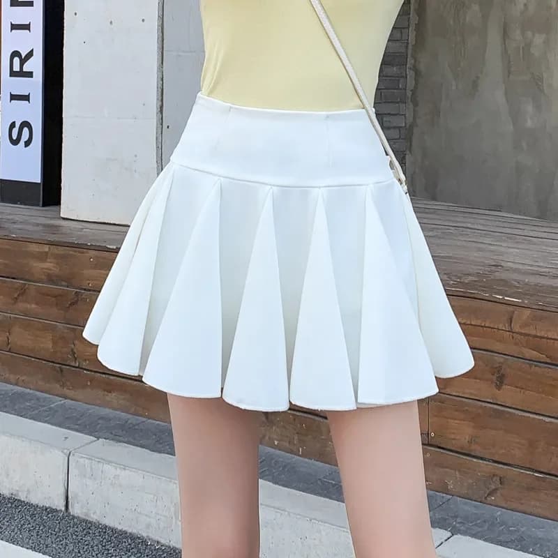 Mini jupe plissée taille haute pour femme, style coréen, garde-robe japonaise, patineuse phtalique r