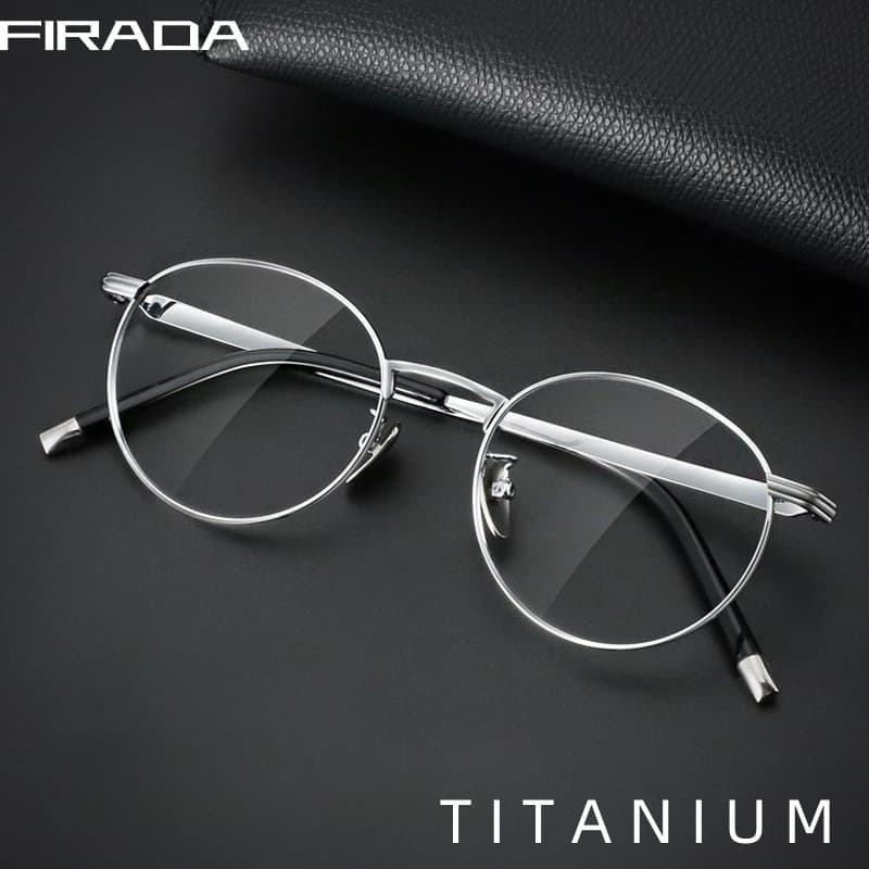 FIRADA mode lunettes Vintage luxe pur titane lunettes rondes optique lunettes de Prescription lunett