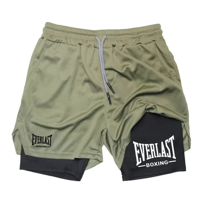 EVERLAST Short de compression double couche pour homme, pantalon de sport à séchage rapide pour le b
