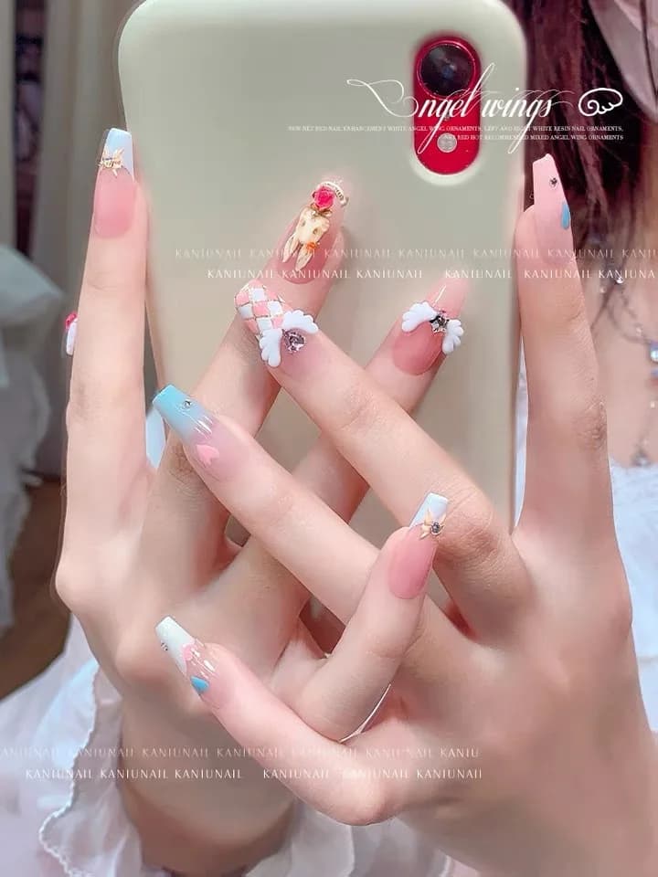 30 pièces blanc 3D acrylique ailes d'ange Nail Art breloques Kawaii accessoires pièces Manciure ongl