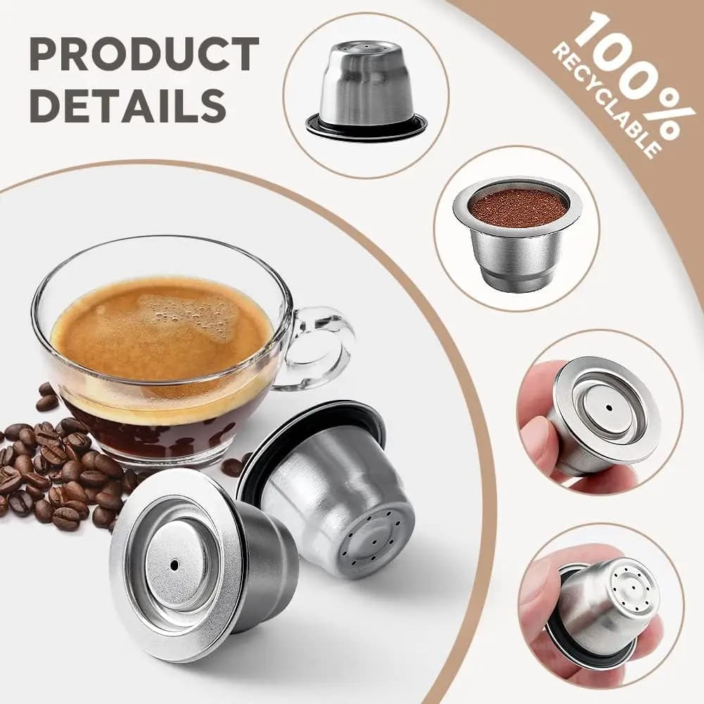 Dosettes réutilisables pour Nespresso Capsule réutilisable en acier inoxydable Crema filtres à café 