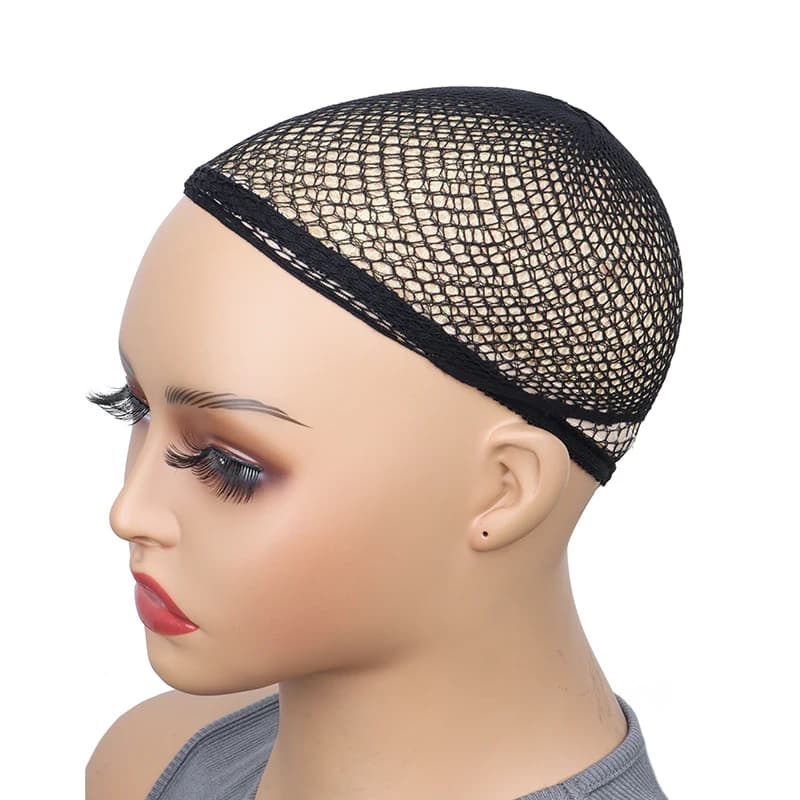 Filet à cheveux noir en maille extensible, dôme tissé, chapeau, filet de perruque, casquette en mail