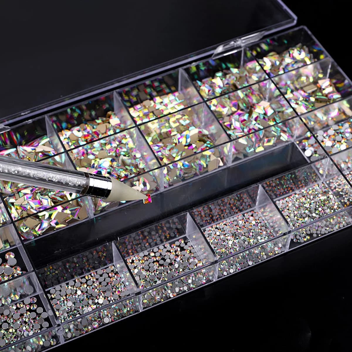 21 grille nail art diamant fond plat verre diamant multi-style diamant de forme spéciale brillant on