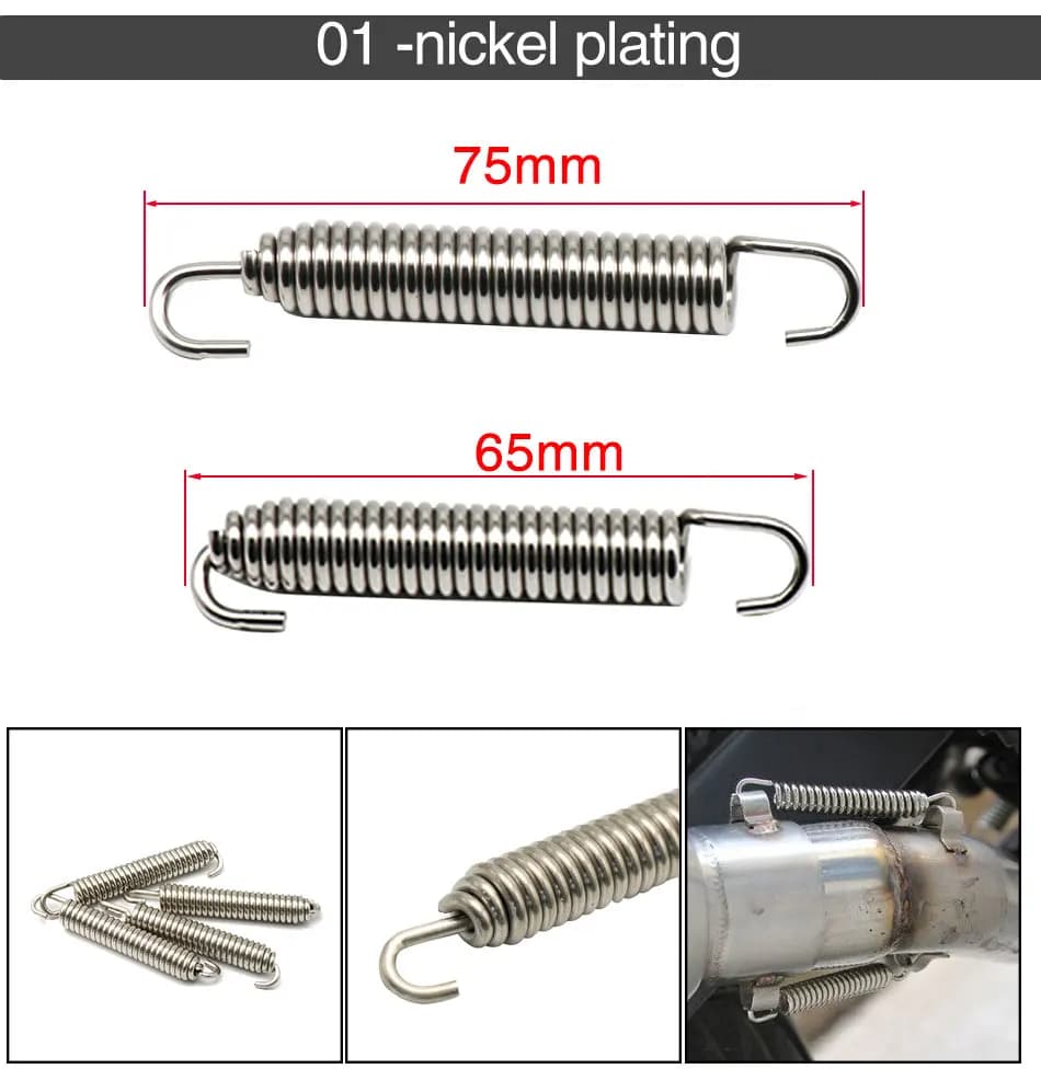 ZSDTRP 2 pièces 75mm moto en acier inoxydable tuyau d'échappement silencieux ressorts 75mm