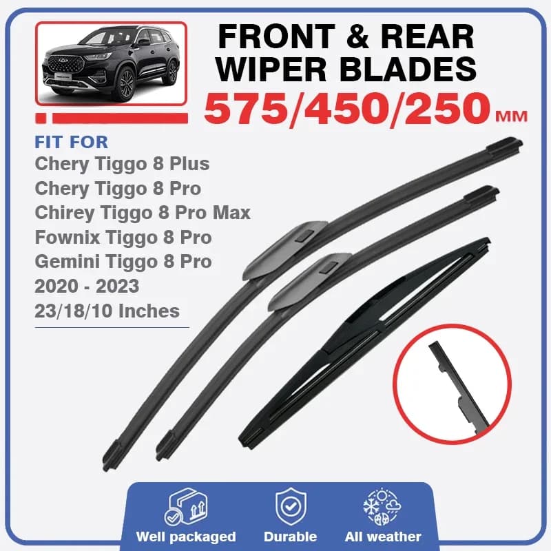 Balais d'essuie-glace avant et arrière en Silicone, pour Chery Tiggo 8 Plus Pro Max 2020 2021 2022 2