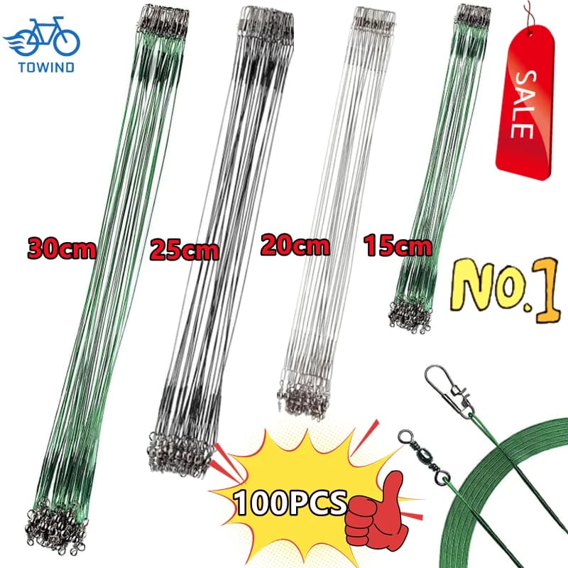 100/50/30/10 pièces Anti-morsure ligne de pêche en acier fil d'acier Leader avec accessoire de pêche