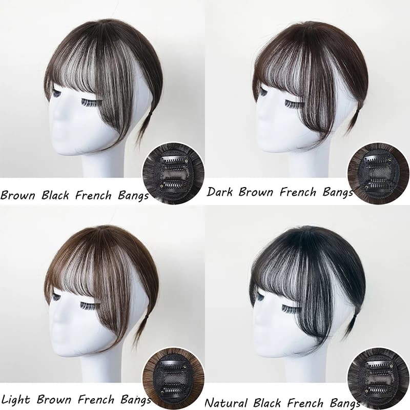Perruque ultra-fine Qi THES sans trace pour femme, toupet avec frange coupée, base frange, pièce ult