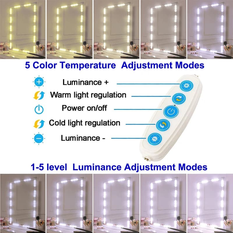 Miroir de maquillage ampoule LED lumières de vanité USB 5V salle de bain coiffeuse éclairage réglabl