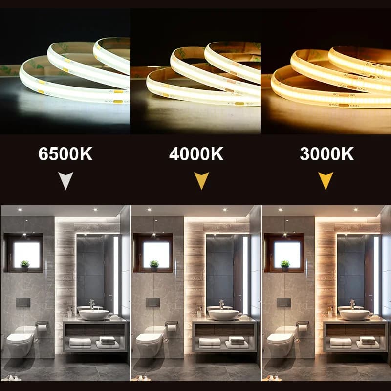 Bande lumineuse LED COB étanche IP65, haute densité, 480 LED/m, ruban Flexible RA90 3000K 4000K 6500