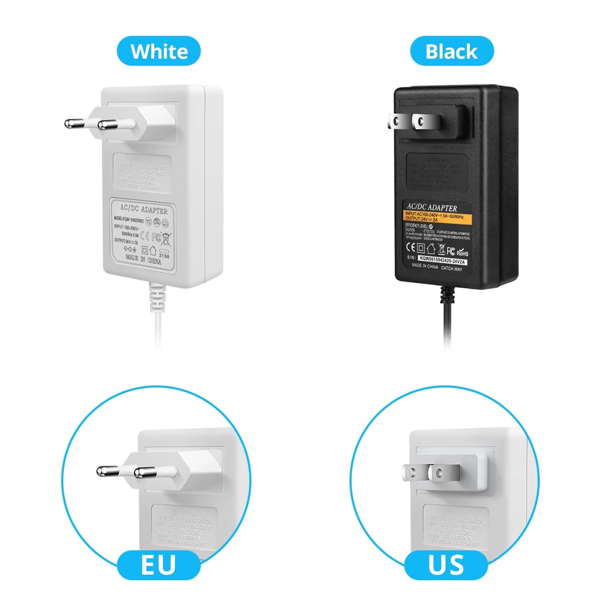 DC24V 2A 3A alimentation LED AC100-240V transformateurs d'éclairage 48W 72W LED bande lumineuse pilo