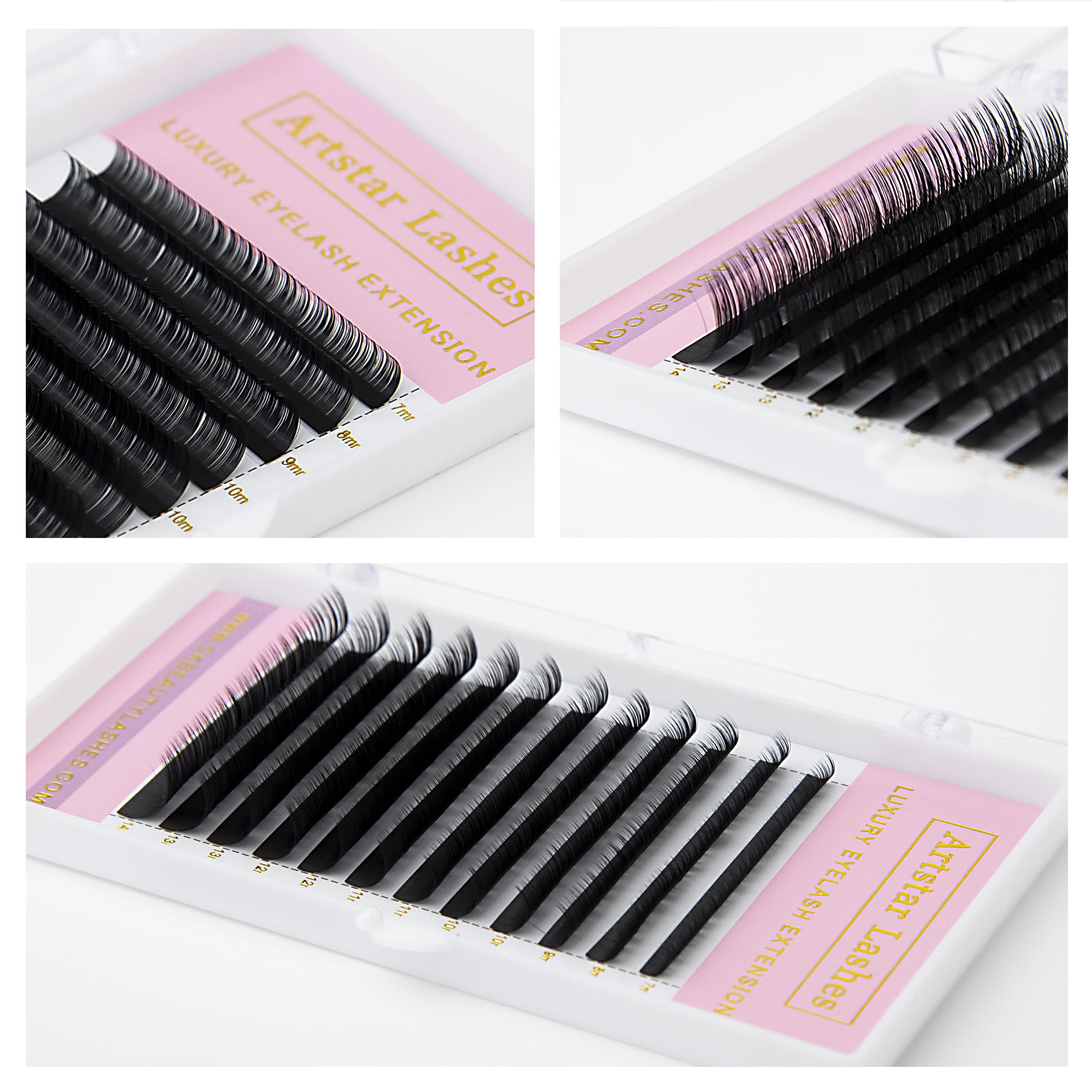 ARTSTAR 12 rangées/plateau faux cils J B Curl 6-20mm Extensions de cils noir mat outil de maquillage