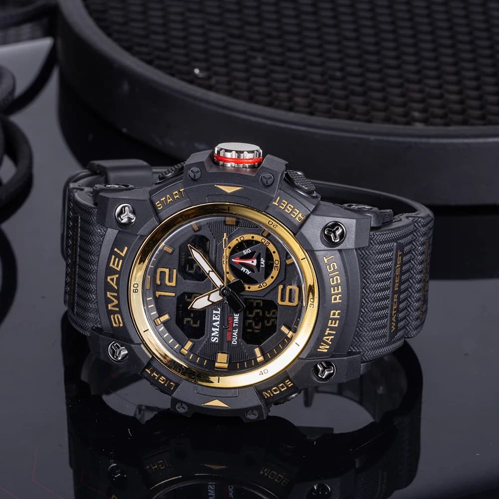 SMAEL-Montre-bracelet de sport militaire pour homme, chronomètre d'alarme, rétroéclairage numérique 