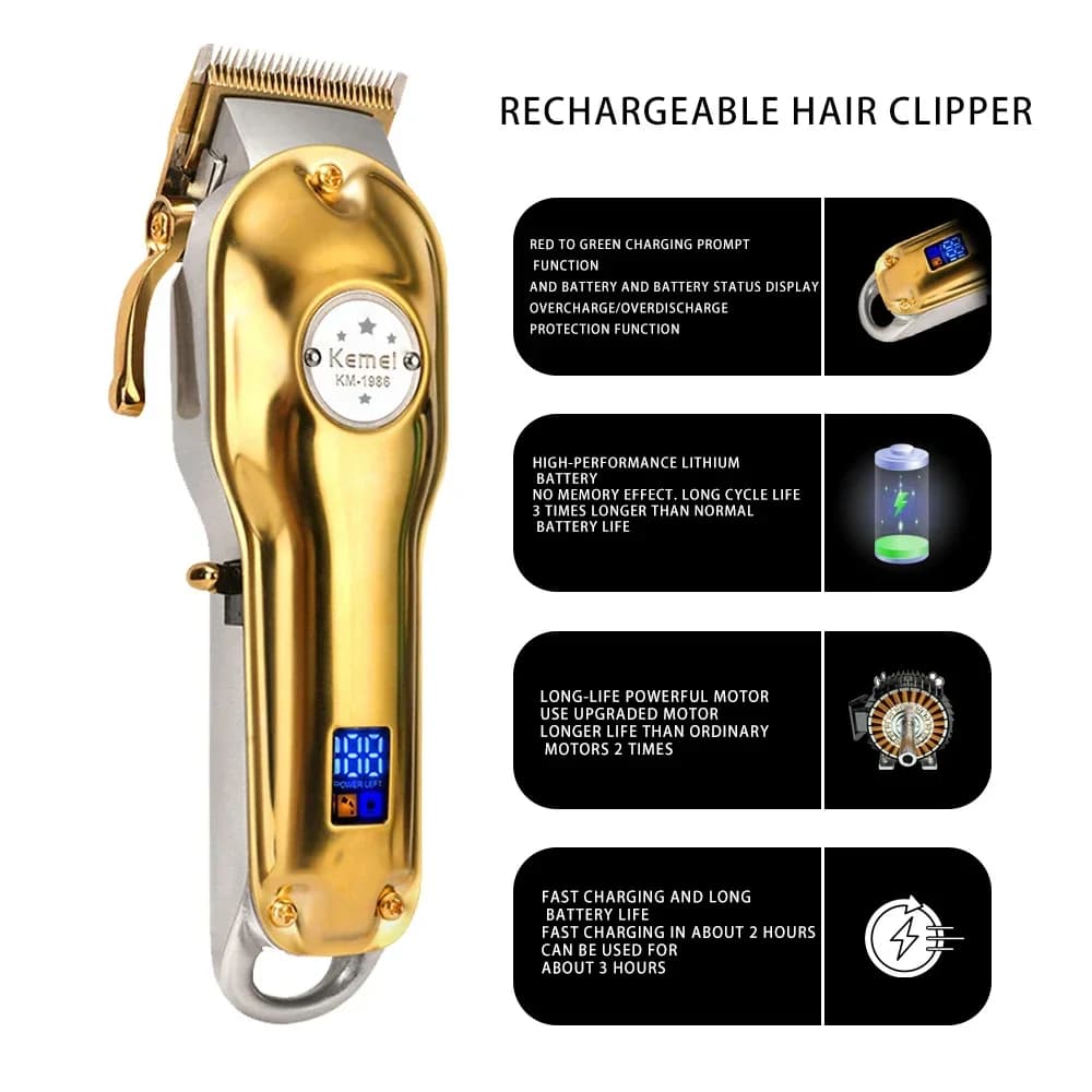 Kemei KM-1986 ou lame tondeuse à cheveux pour hommes tondeuse professionnelle tondeuse électrique ra