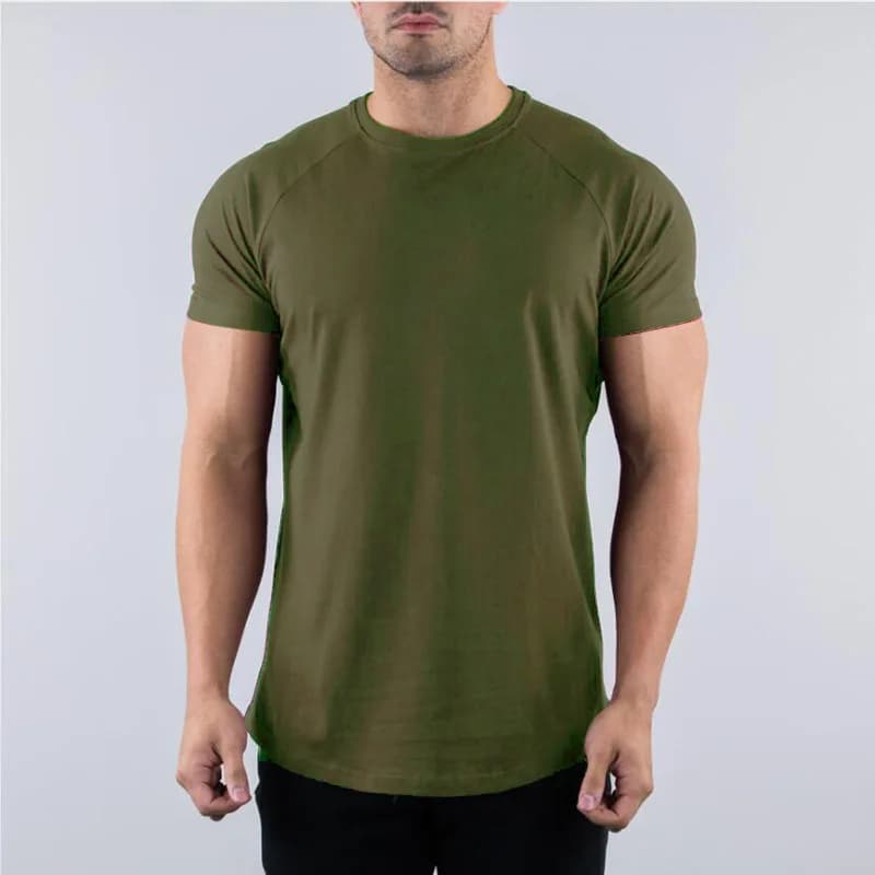 Hommes été maigre T-Shirt style décontracté à manches courtes t-shirt mâle gymnase Fitness Sport cou
