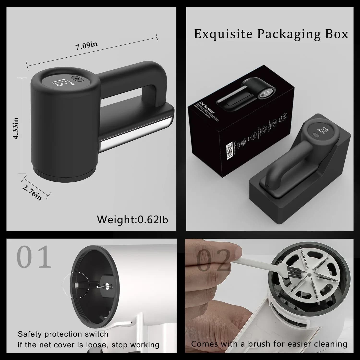 Rasoir pour vêtements en tissu Rechargeable, dissolvant de peluches, 3 vitesses, 2000mAh, affichage 