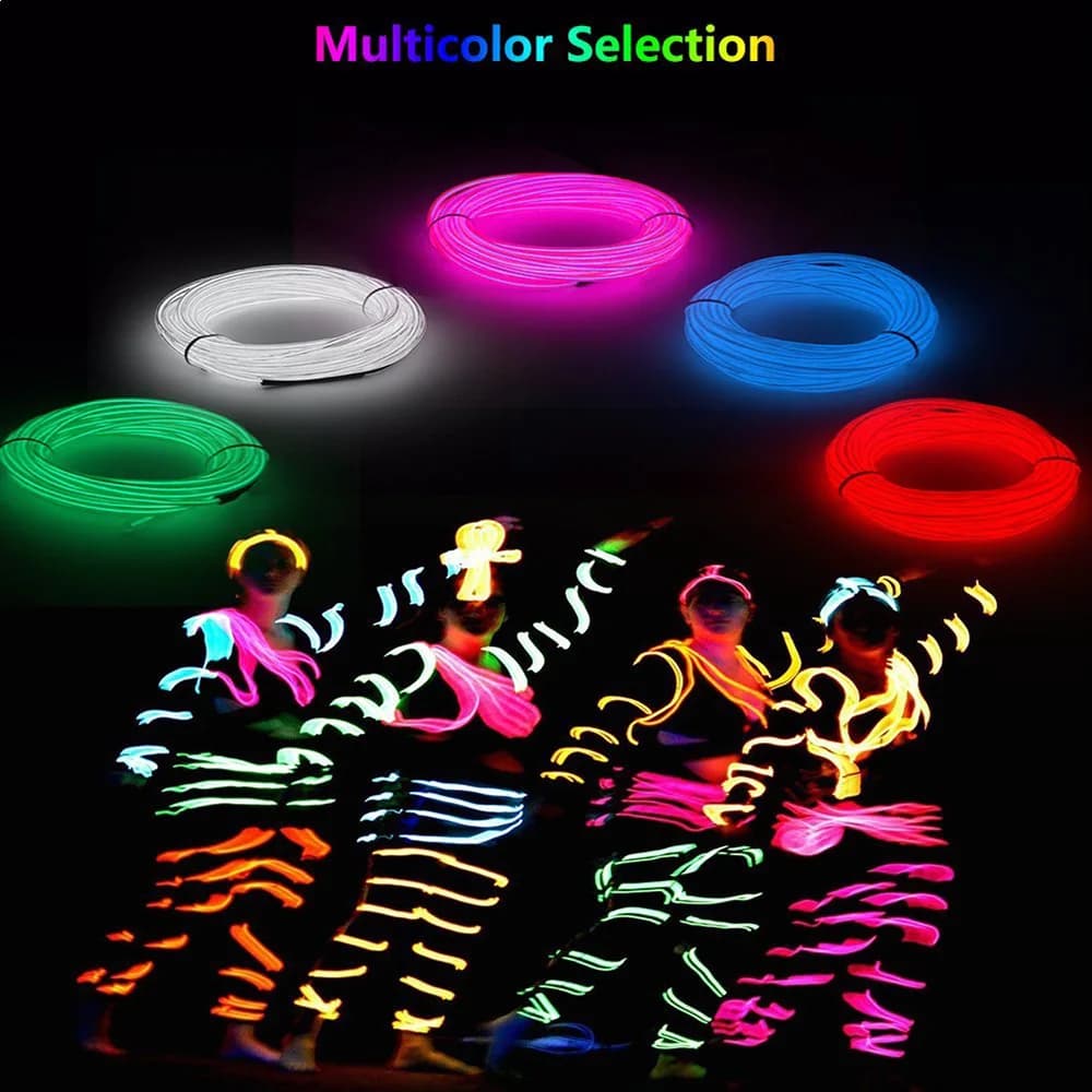 1/2/3/4/5M LED EL fil bande lumineuse batterie néon brillant chaîne lumières bricolage corde Tube Ha