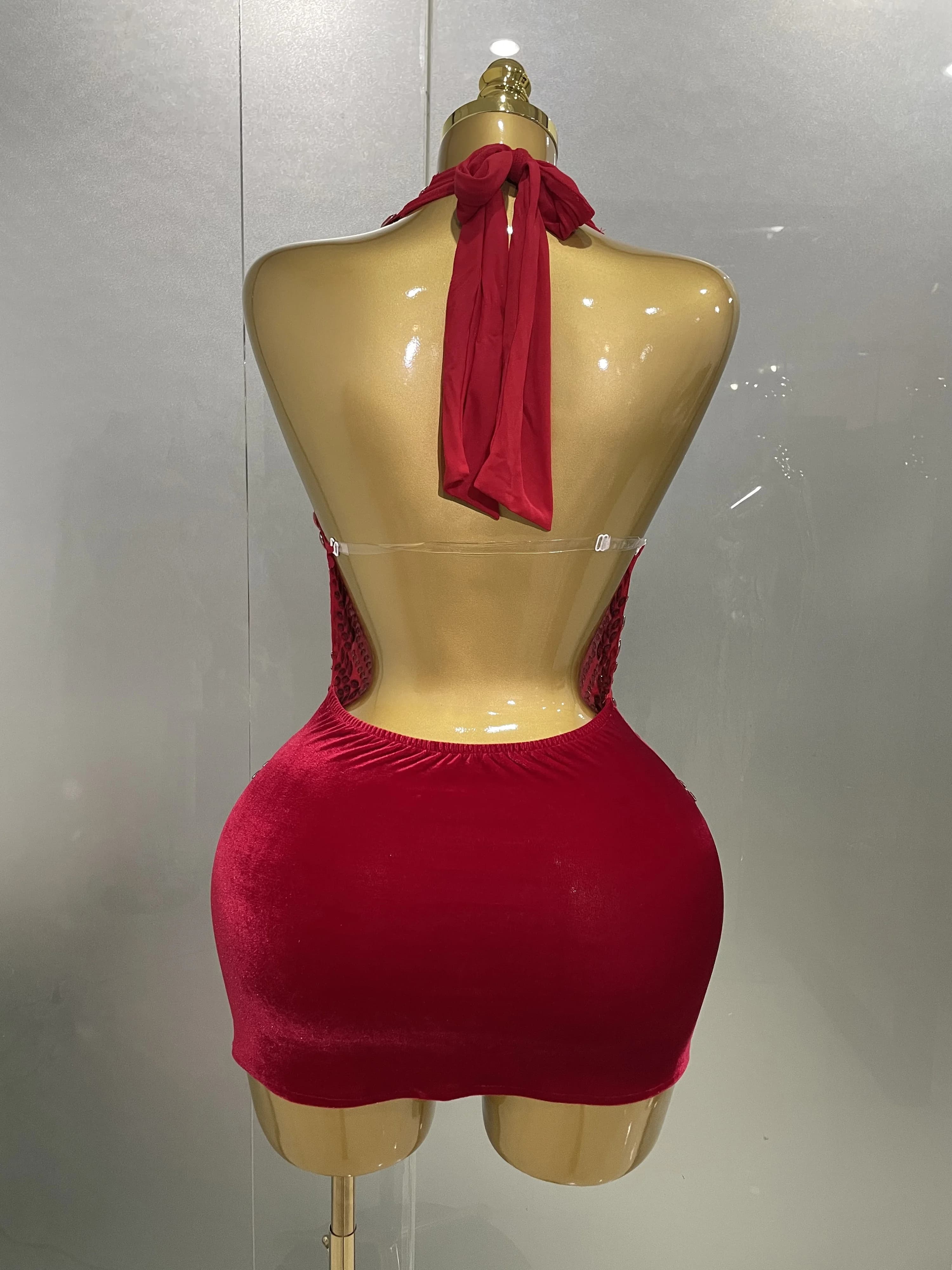 Robe courte dos nu en velours pour femme, biscuits kly, maille, tenue de soirée, Rh, fête d'annivers