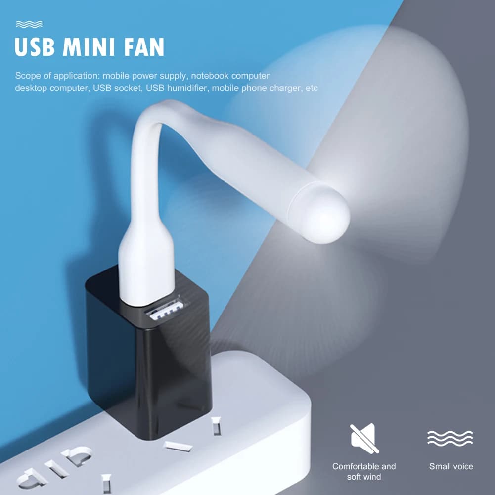 Mini ventilateur USB, ventilateur de refroidissement Flexible et pliable, pour batterie externe, ord