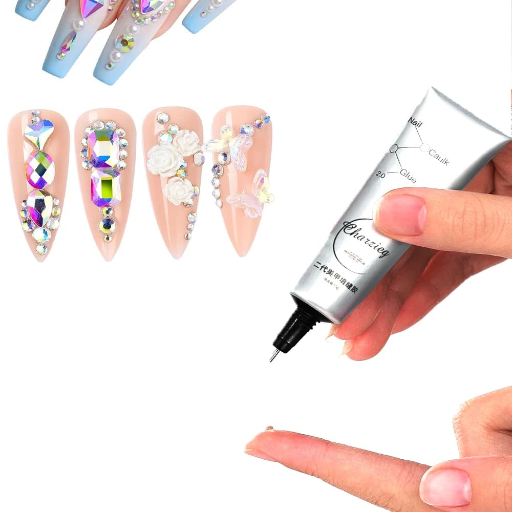 15g 3D modèle d'ongle Gel ongles strass colle Super forte Gel ongles colle pour ongles charme manucu
