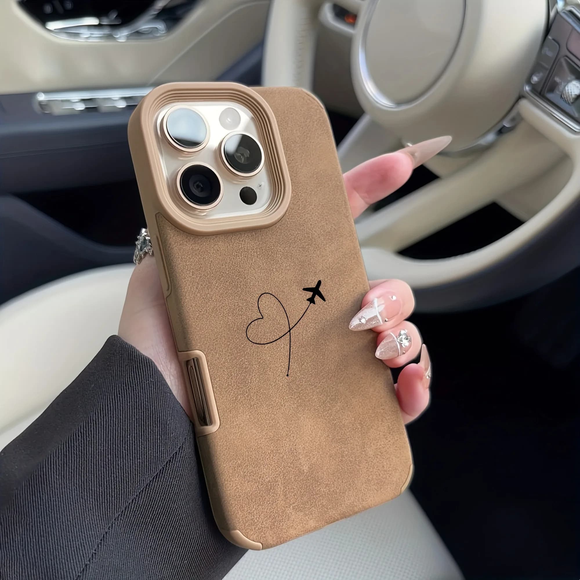 Coque de téléphone en Faux cuir, motif cœur d'amour, pour iPhone 17 16 15 14 13 12 11 Pro Max XS X X