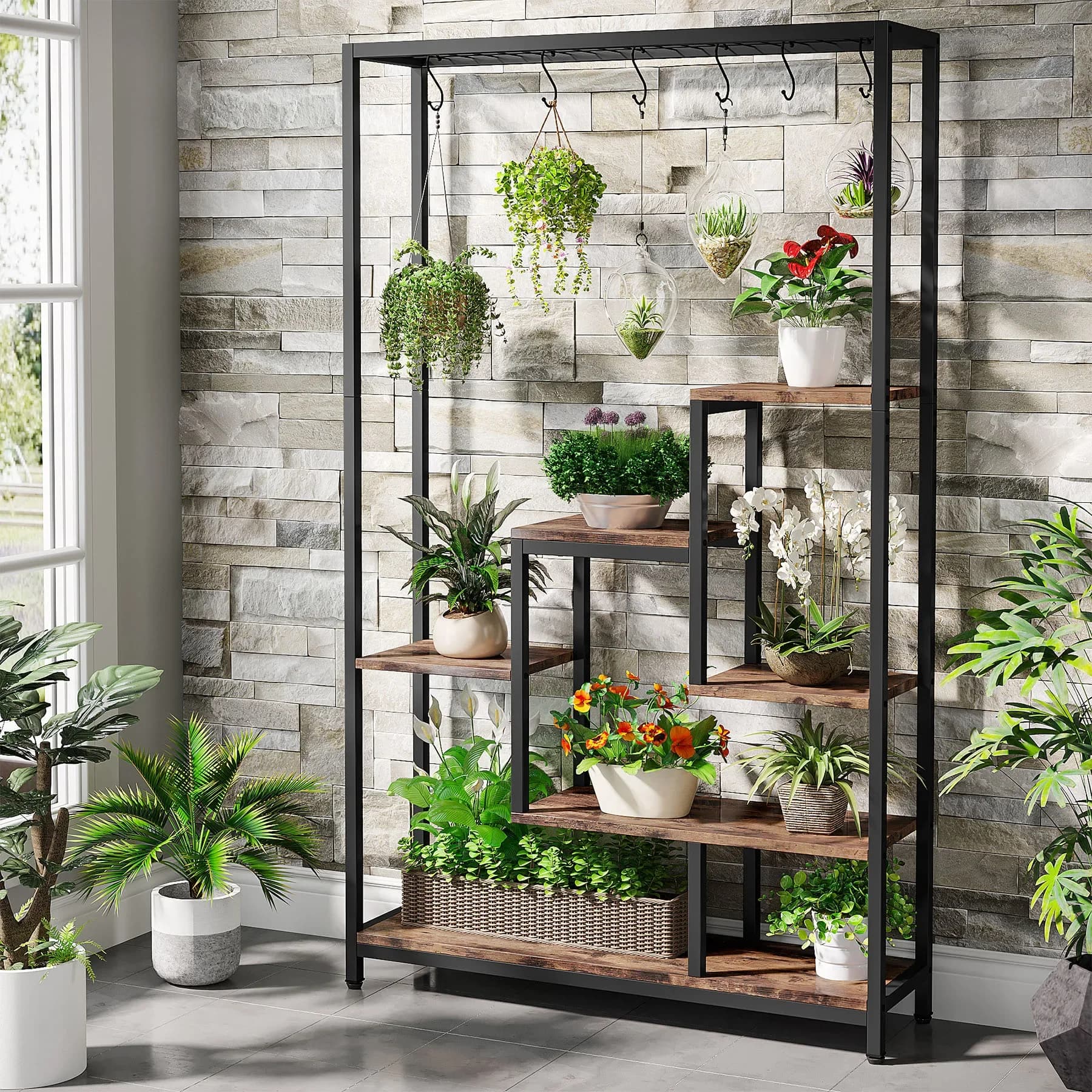 Tribesigns Support pour plantes d'intérieur à 5 niveaux de hauteur, grande étagère pour plantes en m