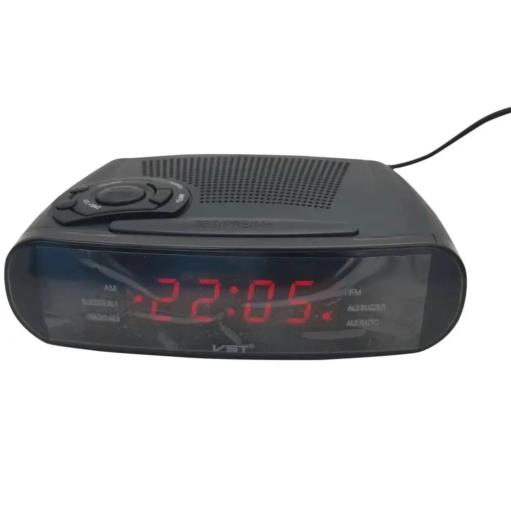Radio-réveil numérique à affichage LED, AM, FM, Snooze, fonction de sauvegarde de la batterie
