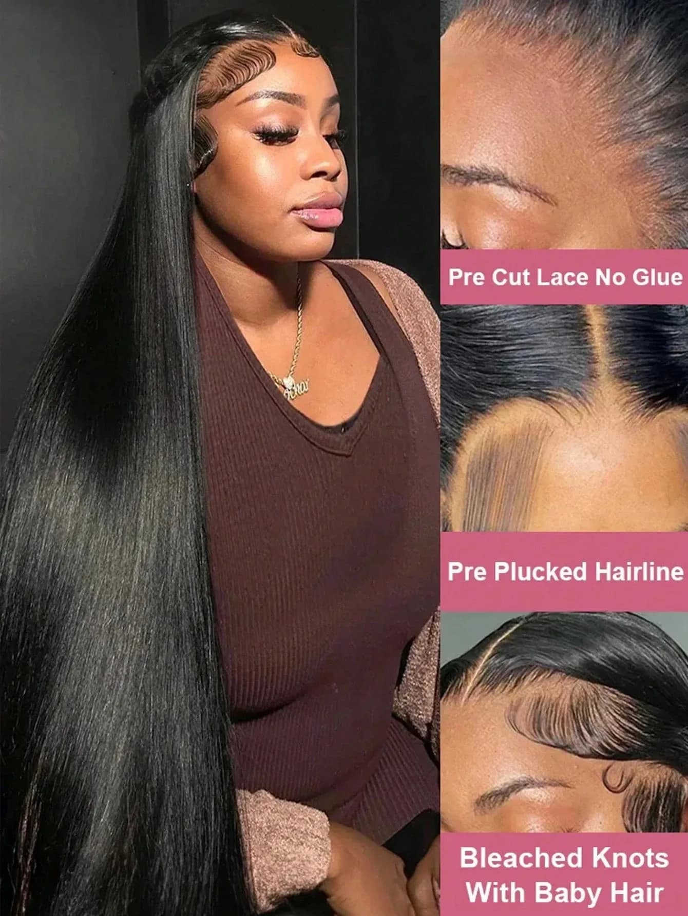 Perruques en cheveux humains brésiliens avec dentelle frontale, 40 pouces, densité 220%, 13x4, trans