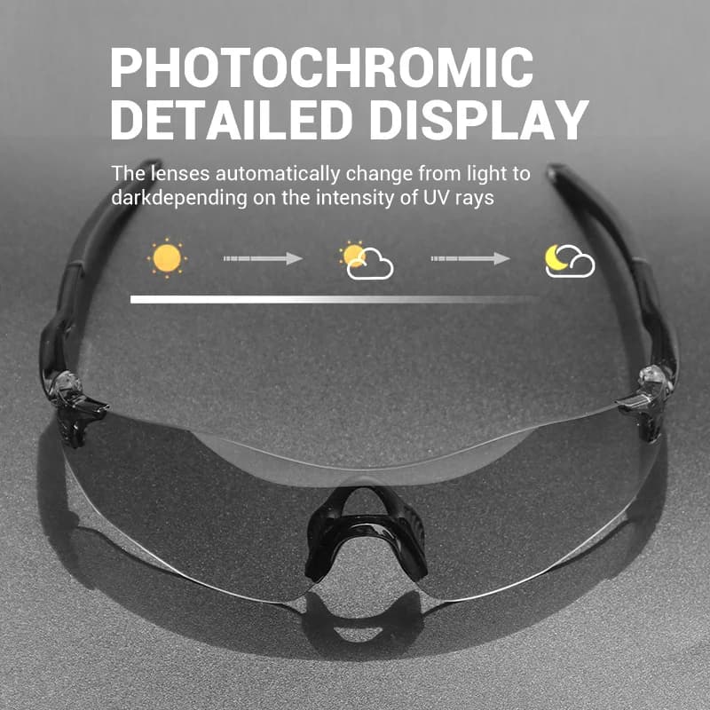 Lunettes de soleil de sport photochromiques ultralégères sans cadre 23g confort pour le cyclisme voy
