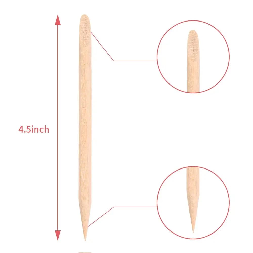 Bâtonnets en bois Orange pour ongles, 100/500 pièces, Double tête, poussoir à cuticules, dissolvant 